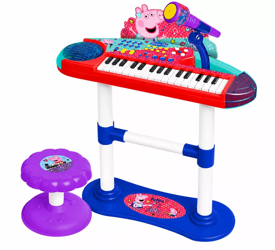 Translation missing: pt-PT.Teclado Musical con Micrófono, Pie y Banqueta Peppa Pig