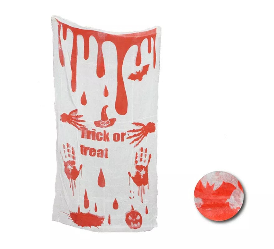 Translation missing: pt-PT.Tela Trick or Treat con sangre falsa decorativa de 0,8x1,55 m