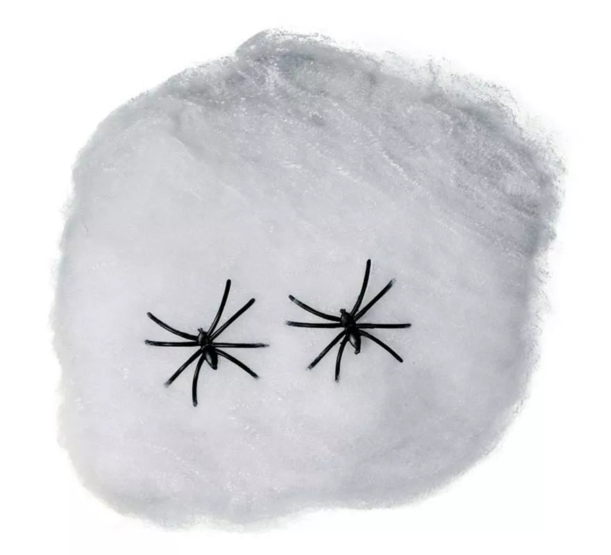 Translation missing: pt-PT.Telaraña blanca de 40 gr con arañas para decoración Halloween