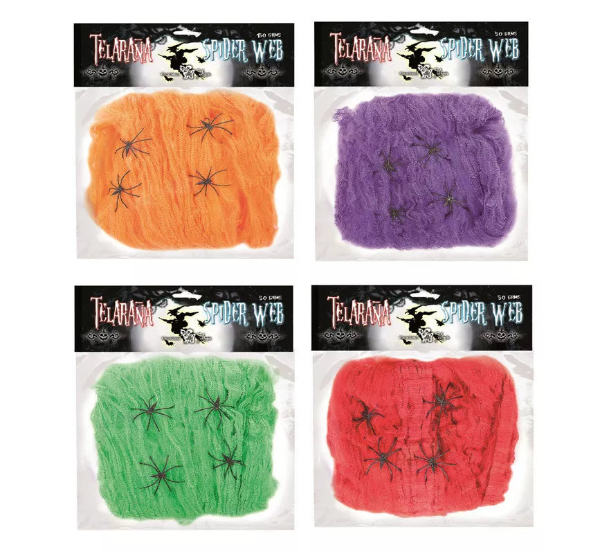 Translation missing: pt-PT.Telaraña de 50 gr con 4 Arañas de colores surtidos