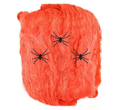 Teia de aranha laranja de 50g com 3 aranhas