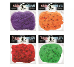 Teia de aranha de 500 gr com 20 aranhas de cores variadas