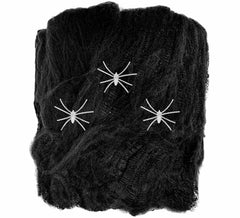 50g Teia de aranha preta com 3 aranhas fluorescentes