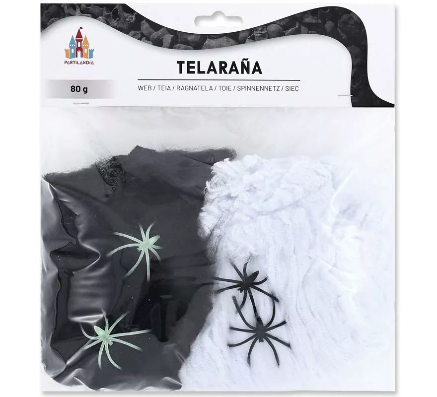 Translation missing: pt-PT.Telaraña negro y Blanco con 4 Arañas de 80 gr
