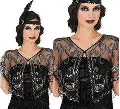 Blusa Charleston feminina transparente com lantejoulas