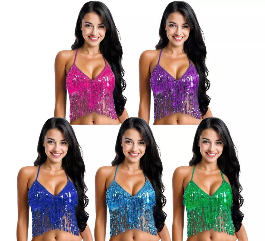 Translation missing: pt-PT.Top con Lentejuelas y Flecos en varios colores para mujer