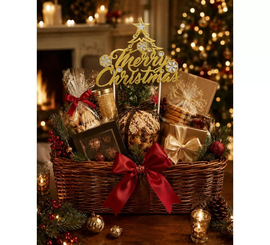 Translation missing: pt-PT.Topper dorado de Feliz Navidad para Tarta de 16x24 cm