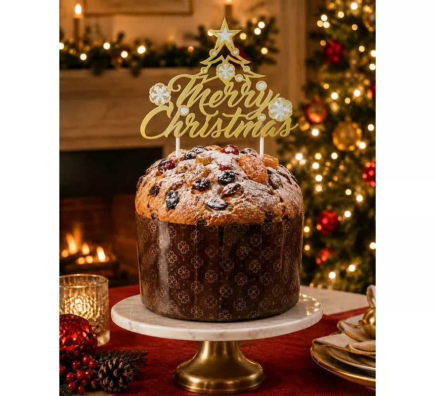 Topper dorado de Feliz Navidad para Tarta de 16x24 cm