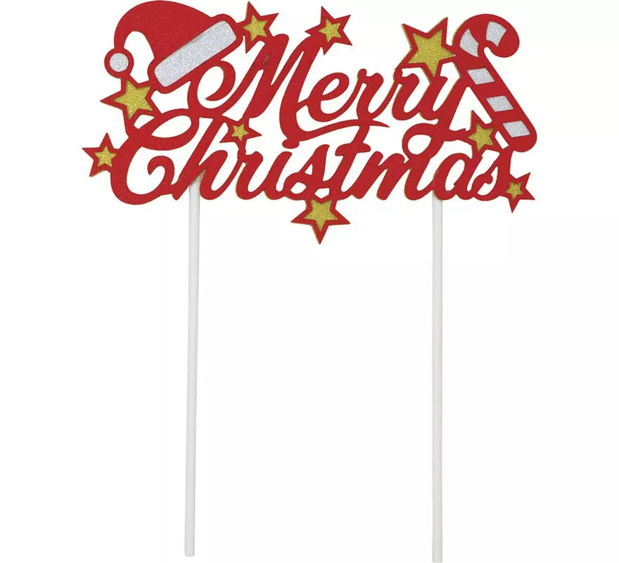 Translation missing: pt-PT.Topper rojo de Feliz Navidad para Tarta de 16x24 cm