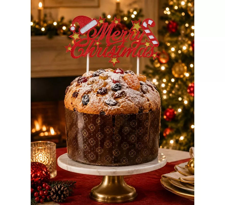 Topper rojo de Feliz Navidad para Tarta de 16x24 cm