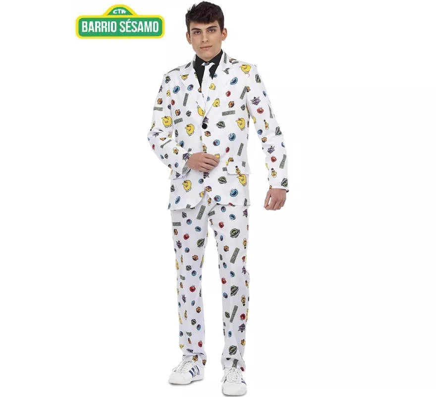 Translation missing: pt-PT.Traje Divertido de Barrio Sésamo blanco para hombre