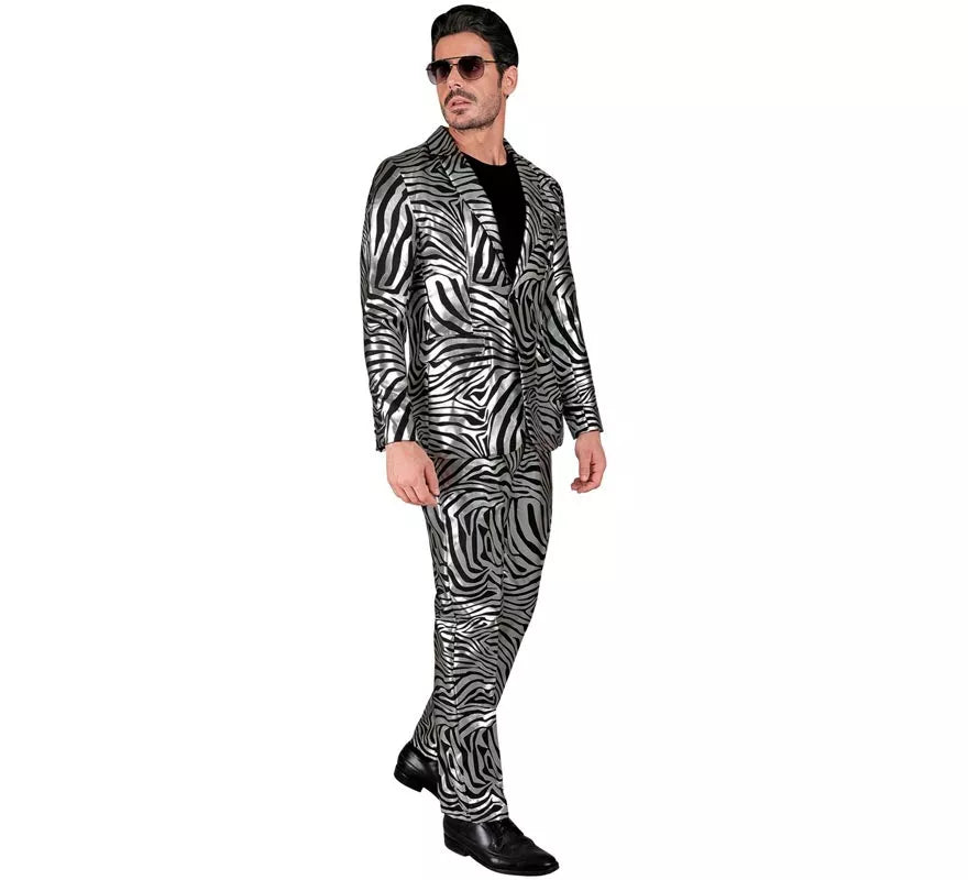Translation missing: pt-PT.Traje Divertido de Fiesta animal print plateado para hombre