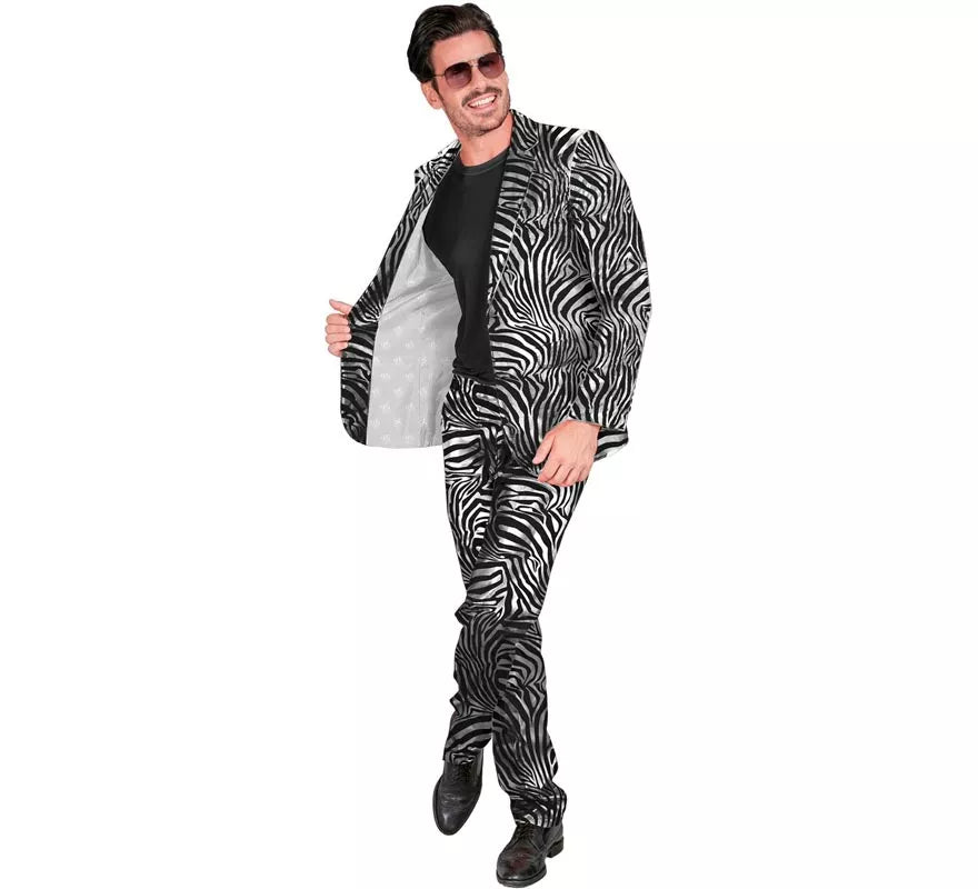 Translation missing: pt-PT.Traje Divertido de Fiesta animal print plateado para hombre