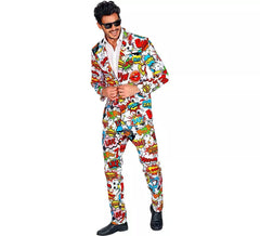 Roupa engraçada de arte pop masculina dos anos 60