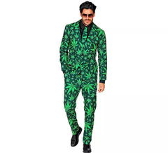 Terno engraçado masculino de maconha verde