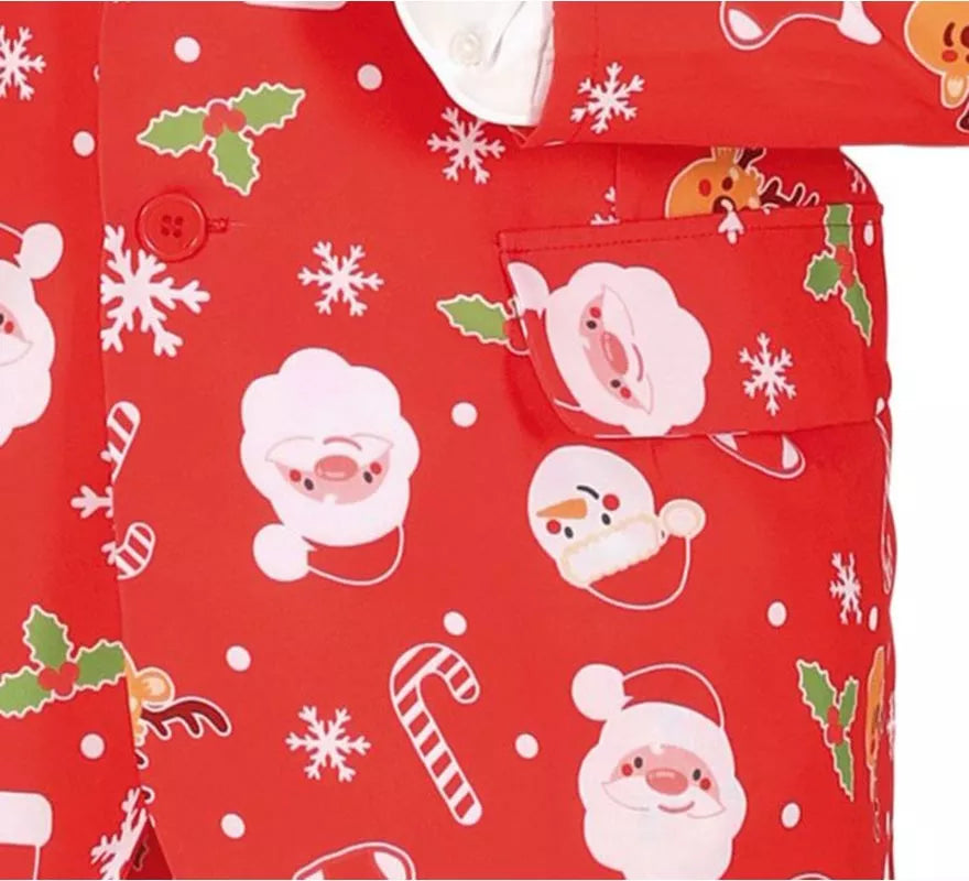 Translation missing: pt-PT.Traje Divertido de Papá Noel rojo con corbata para hombre