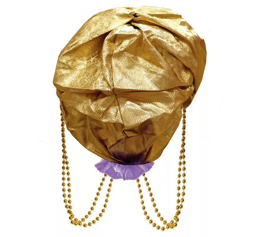 Translation missing: pt-PT.Turbante Dorado con Pluma Morada para hombre
