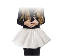 Tutu branco com flores infantis 53 cm