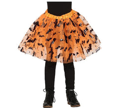 Tutu Decorado Laranja com Morcegos de 30 cm