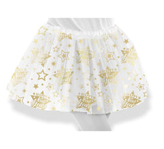 Tutu infantil branco e dourado Feliz Ano Novo, 30 cm