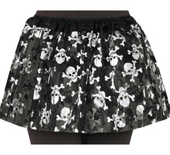 Tutu pirata preto com caveiras para crianças 30 cm