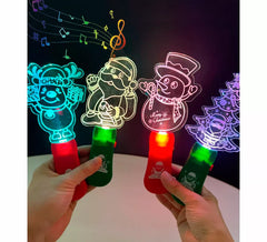 Varinha de Natal em acrílico com luz e música, modelos variados