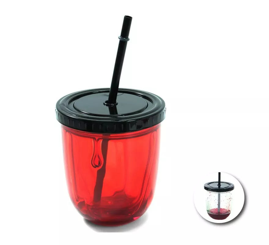 Translation missing: pt-PT.Vaso Doble Fondo con pajita y sangre falsa de 335 ml