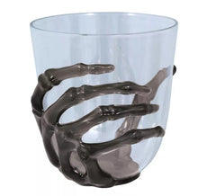 Copo transparente com mão esqueleto preta de 9,5 cm