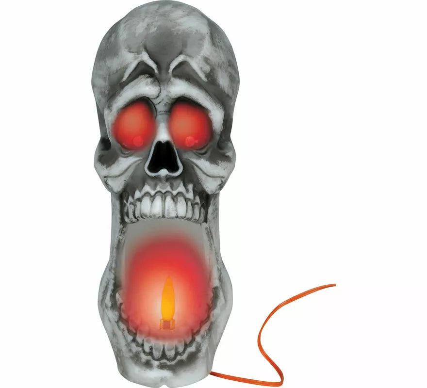 Vela Calavera con Led Efecto Fuego de 20 cm