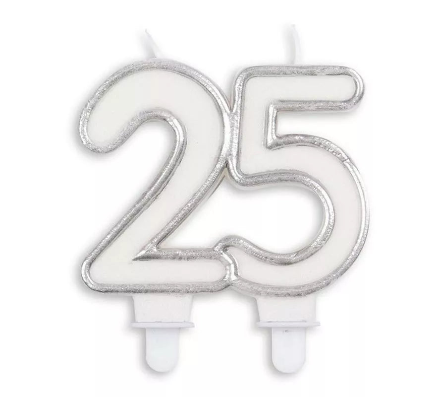 Translation missing: pt-PT.Vela de Cumpleaños, Aniversarios y Bodas de Plata Número 25 de 8 cm