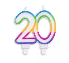 Vela de Aniversário Número 20 Multicolorida