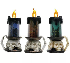 Vela eletrónica com caveira e luz 17X9,5 cm em cores sortidas
