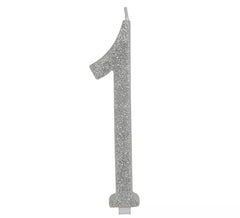 Vela número 1 em prata fosca, 12,5 cm