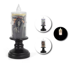 Vela de Halloween baseada em modelos variados com luz medindo 5,5x13 cm
