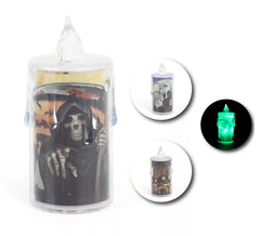 Vela de Halloween em diversos modelos com luz 3,7x8 cm