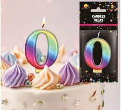 Vela Metálica Multicolor de 8 cm Nº 0