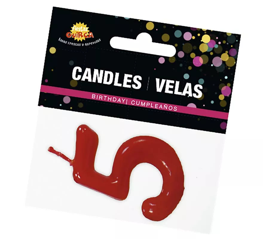 Translation missing: pt-PT.Vela roja con el número 5 para cumpleaños