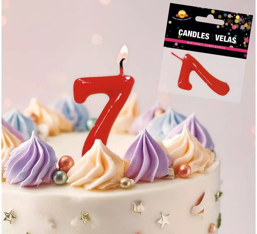 Translation missing: pt-PT.Vela roja con el número 7 para cumpleaños