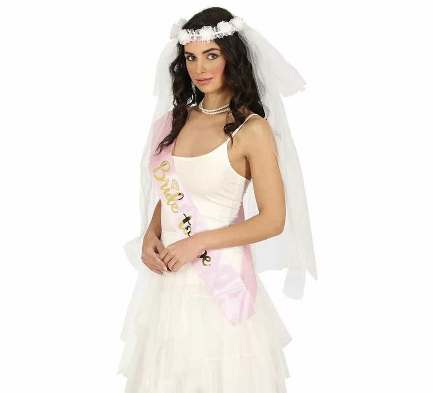 Translation missing: pt-PT.Velo de Novia con corona de flores blancas