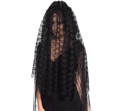 Véu da viúva negra com flores
