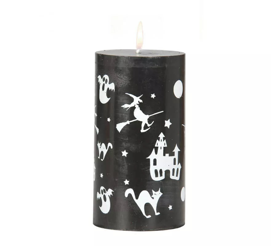 Velón negro con figuras de 13x7 cm