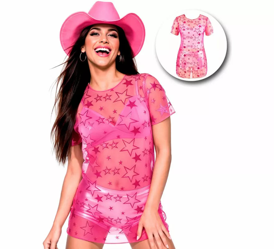 Translation missing: pt-PT.Vestido Tul fucsia con Estrellas Brillantes para mujer