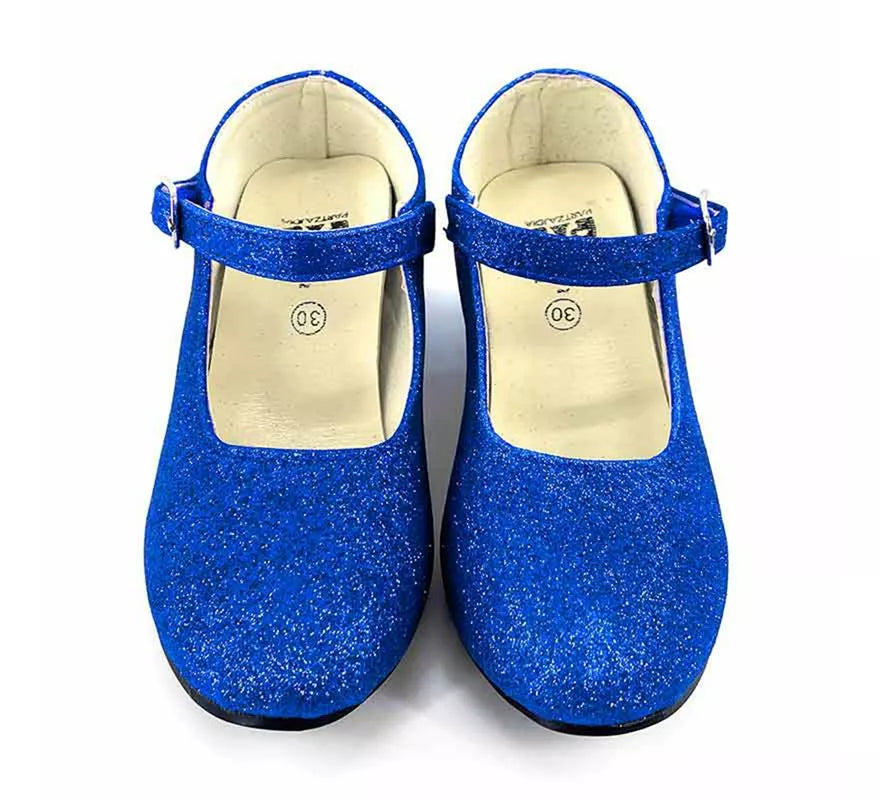 Translation missing: pt-PT.Zapato Sevillana con tacón Azulón Purpurina en números del 22 al 41