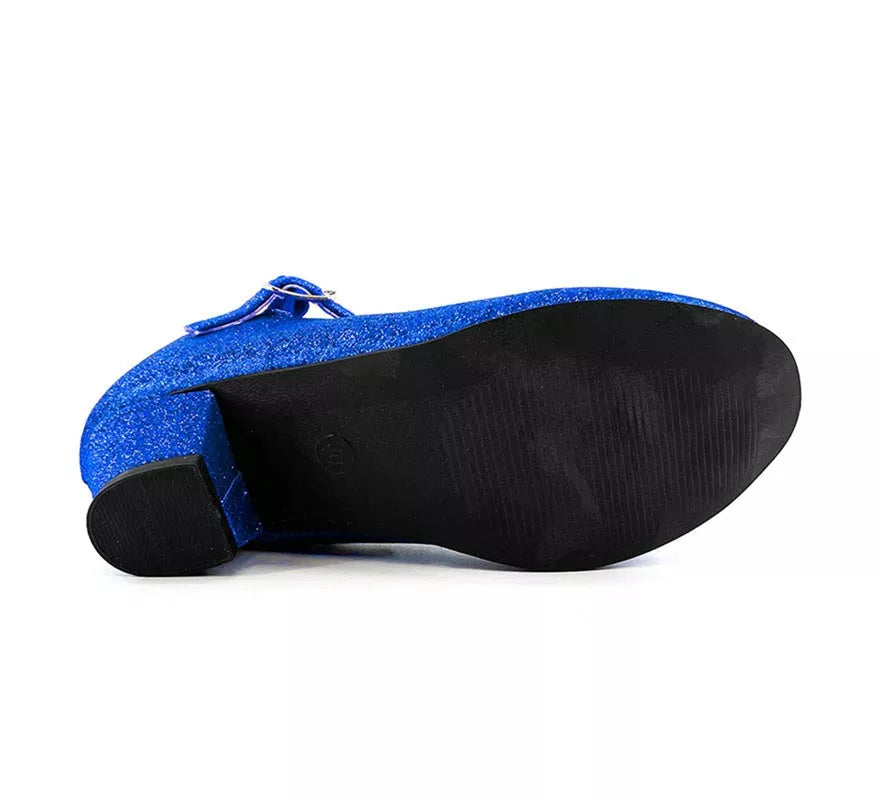 Translation missing: pt-PT.Zapato Sevillana con tacón Azulón Purpurina en números del 22 al 41