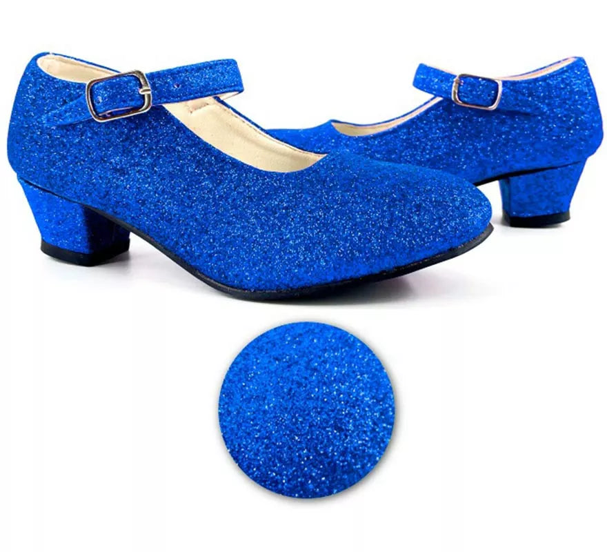 Translation missing: pt-PT.Zapato Sevillana con tacón Azulón Purpurina en números del 22 al 41
