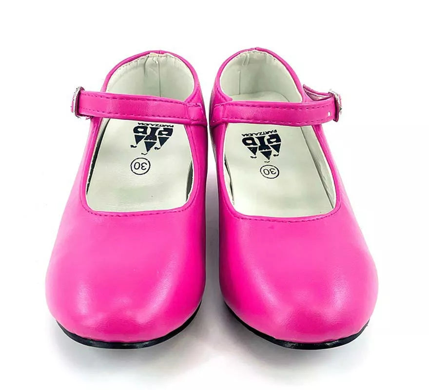 Translation missing: pt-PT.Zapato Sevillana con tacón Fucsia en números del 22 al 41