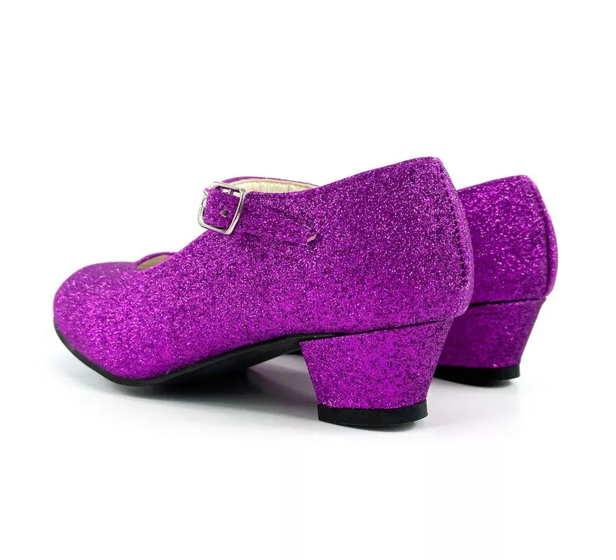Translation missing: pt-PT.Zapato Sevillana con tacón Lila Purpurina en números del 22 al 41