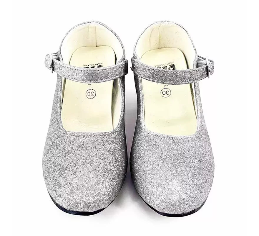 Translation missing: pt-PT.Zapato Sevillana con tacón Plateado Purpurina en números del 22 al 41