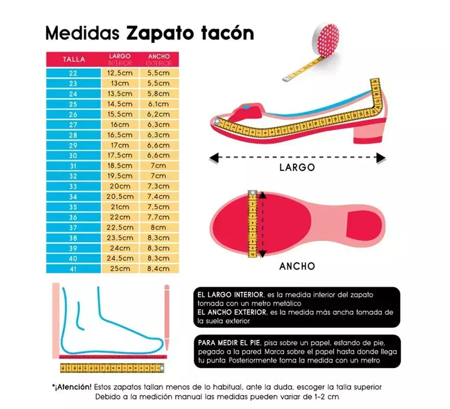Zapato Sevillana con tacón Rojo con lunares Blancos en números del 22 al 41