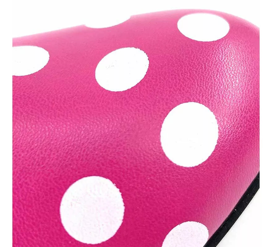 Translation missing: pt-PT.Zapato Sevillana de tacón Fucsia con lunares Blancos números del 22 al 41